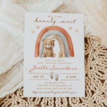 Invitación de Boho Bear Baby Shower | Bebé de oso