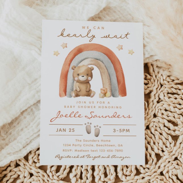 Invitación de Boho Bear Baby Shower | Bebé de oso (Subido por el creador)