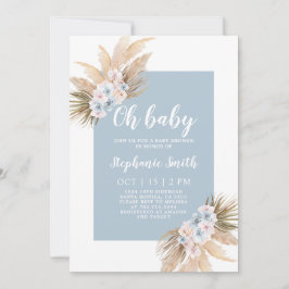 Invitación de Boho Blue Pampas Grass Baby Shower B