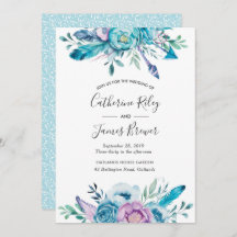 Invitación de Boho blue spring floral Invitación a