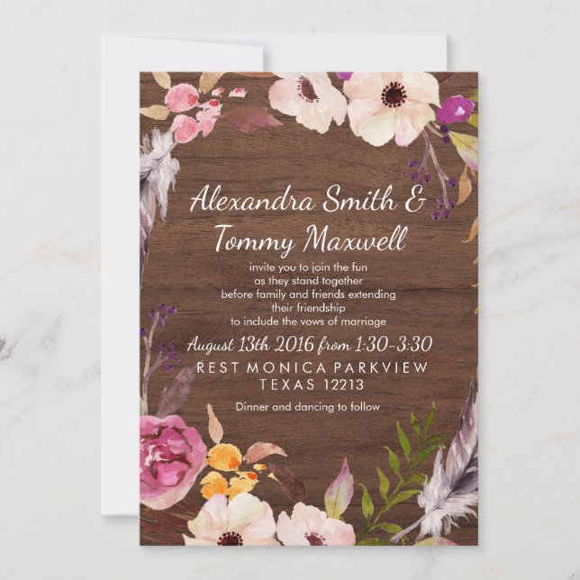 Invitación de Boho, Boda ruso (Anverso)