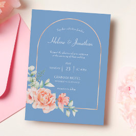 Invitación de Boho Boho Dusty Blue Gold Arch