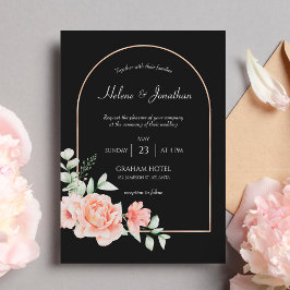 Invitación de Boho Boho Floral del Arco de Oro Neg