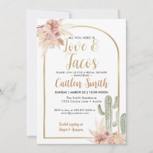 Invitación de Boho Cactus Love y Tacos Bridal Show