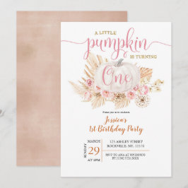 Invitación de boho calabaza por primer cumpleaños