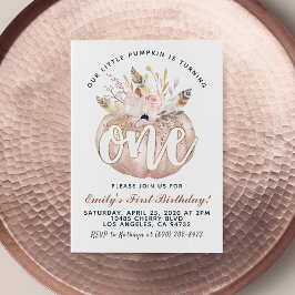 Invitación de boho calabaza por primer cumpleaños