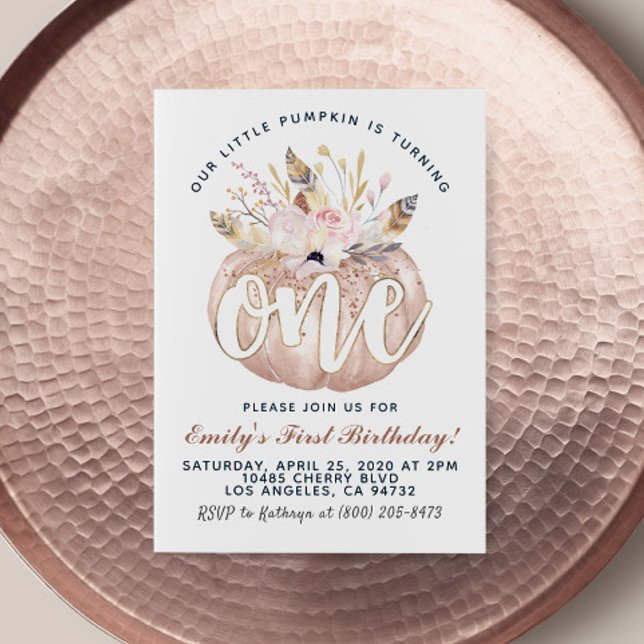 Invitación de boho calabaza por primer cumpleaños (Subido por el creador)