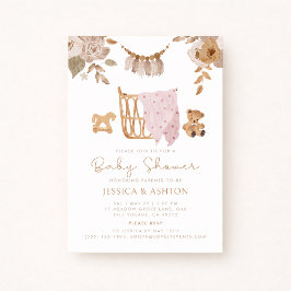 Invitación de Boho Crib & Floral a Baby Shower