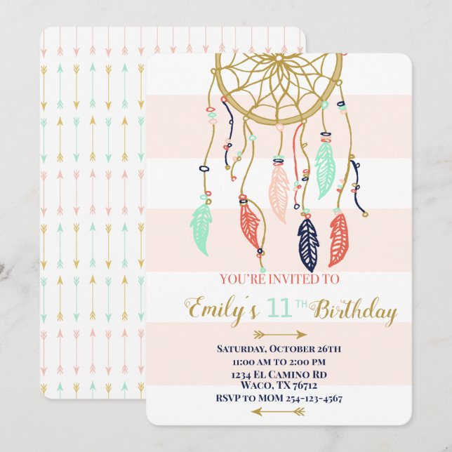 Invitación de Boho Dream Catcher (Anverso / Reverso)