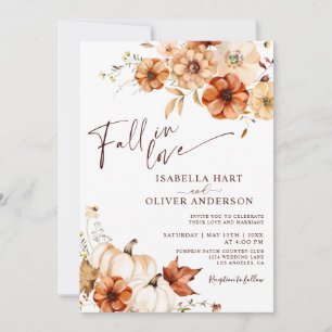 Invitación de Boho Fall In Love Cream Pumpkin Wedd