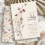 Invitación de Boho Floral Baby Shower<br><div class="desc">Esta elegante y elegante invitación a la ducha para bebés cuenta con hermosas flores de acuarela pintadas a mano dispuestas como un bonito ramo y un elegante guión de caligrafía, perfecto para duchas de primavera, verano o otoño. La parte trasera incluye un patrón caprichoso. Buscar elementos coincidentes en la colección...</div>