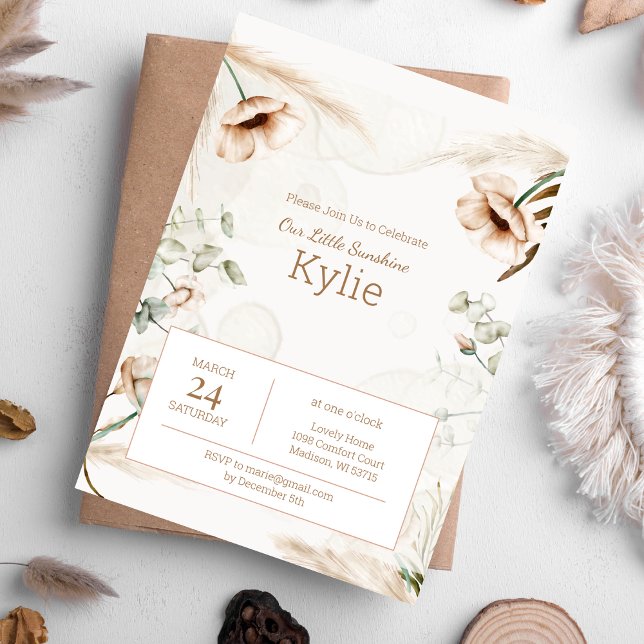 Invitación de Boho Floral Birthday para Chicas (Subido por el creador)