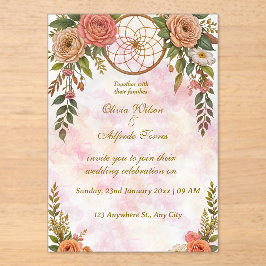 Invitación de Boho Floral Dreamcatcher Wedding
