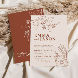 Invitación de Boho Floral Earthy Beige Wedding
