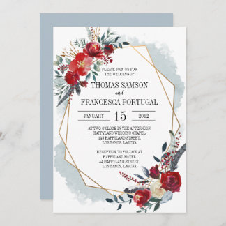 Invitación de Boho Floral Gold Geometric Boho