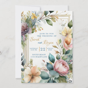 Invitación de Boho Floral Greenery a la Boda Geomé