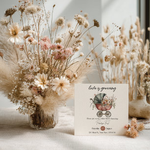 Invitación de Boho Floral Vintage Cochecito de Beb