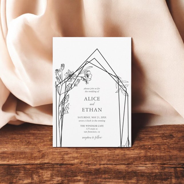 Invitación de Boho Flowers a matrimonio geométrico (Subido por el creador)