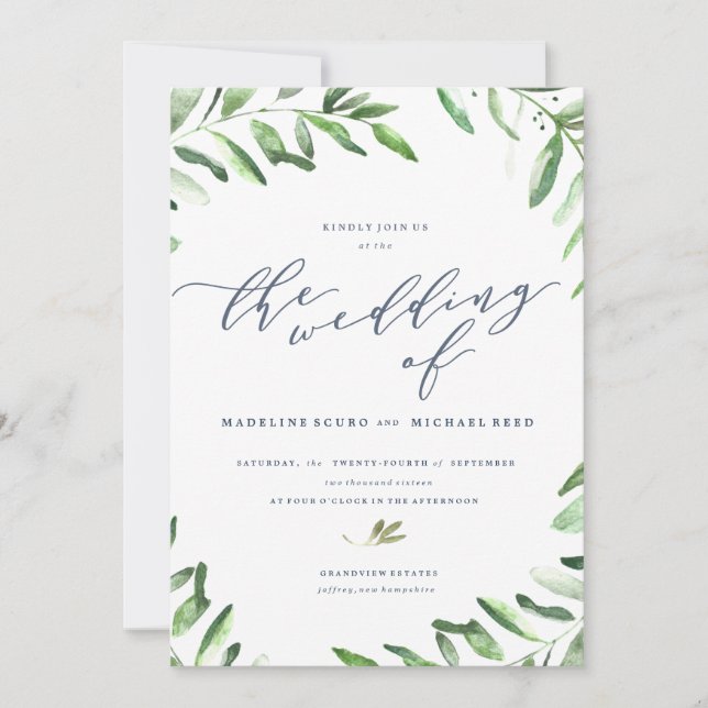 Invitación de Boho Garden a la boda de Olive Branc (Anverso)