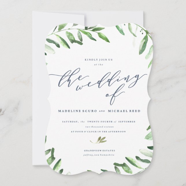 Invitación de Boho Garden a la boda de Olive Branc (Anverso)