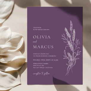 Invitación de Boho Lavender a la Boda Minimalista