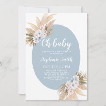 Invitación de Boho Pampas Grass Baby Shower Boy