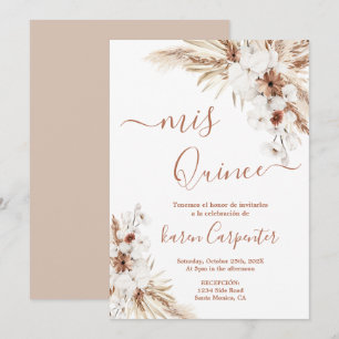 Invitación de Boho Pampas Quinceanera