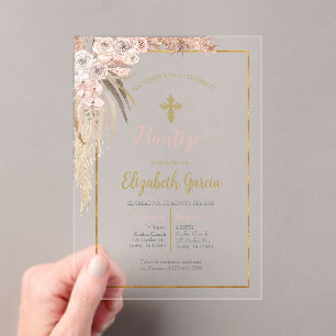 Invitación de boho para bautismo