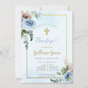 Invitación de boho para bautismo