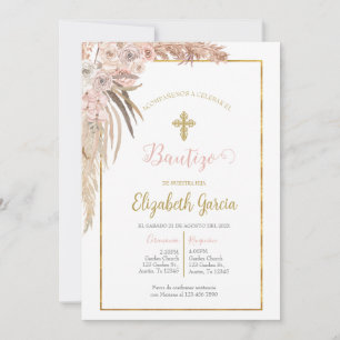Invitación de boho para bautismo