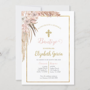 Invitación de boho para bautismo