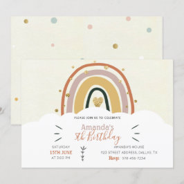 Invitación de Boho Rainbow Golden Birthday