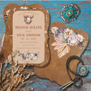 Invitación de Boho Ranch Desert Tan Wedding