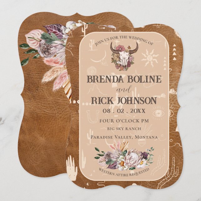 Invitación de Boho Ranch Desert Tan Wedding (Anverso / Reverso)