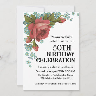 Invitación de Boho Red y Green 50th Birthday Party
