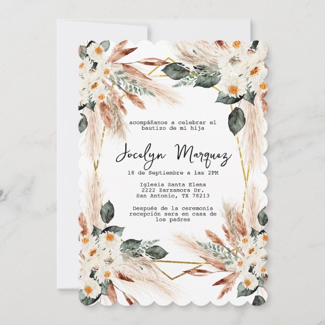 invitación de boho sin diferencias de género (Anverso)