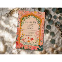 Invitación de Boho Summer Pink Floral para Guardar