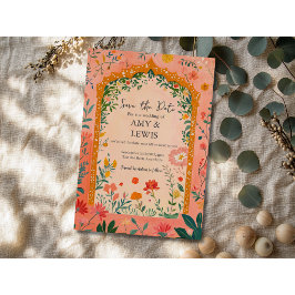 Invitación de Boho Summer Pink Floral para Guardar