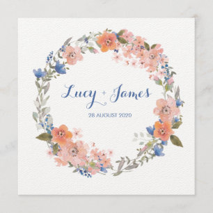 Invitación de Boho Watercolor Floral Wreath Weddin