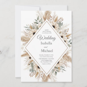 Invitación de Boho Watercolor Wedding con Diamante