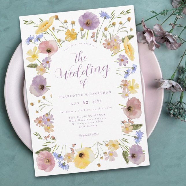 Invitación de Boho Wildflower Pastel Wedding (Elegant boho wildflower pastel wedding invitation )