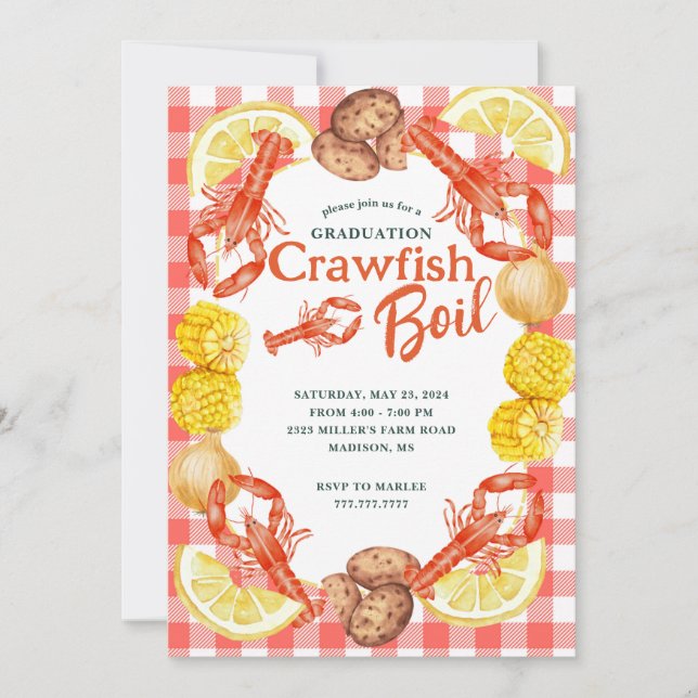 Invitación de Boil de Cangrejo de Río con Texto To (Anverso)
