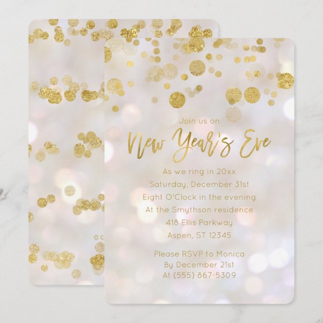 Invitación de Bokeh irlandeses de Nochevieja (Anverso / Reverso)