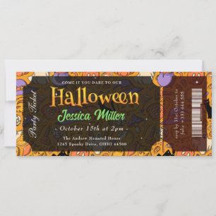 Invitación de Boleto de Fiesta de Halloween Espelu