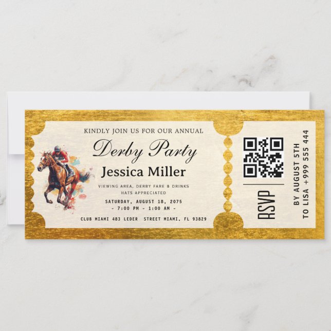 Invitación de Boleto VIP del Derby de Kentucky (Anverso)