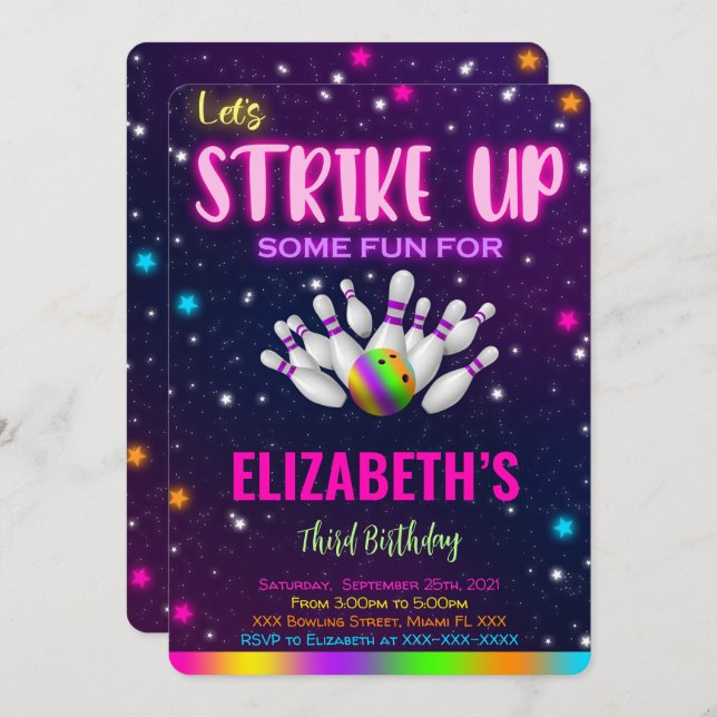 Invitación de boliche (Anverso / Reverso)