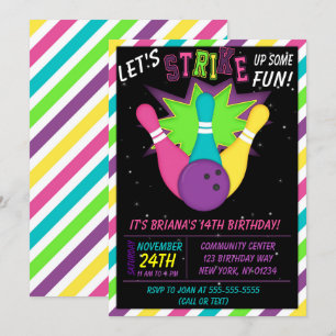 Invitación de Bolos Cósmicos Fiesta de Cumpleaños