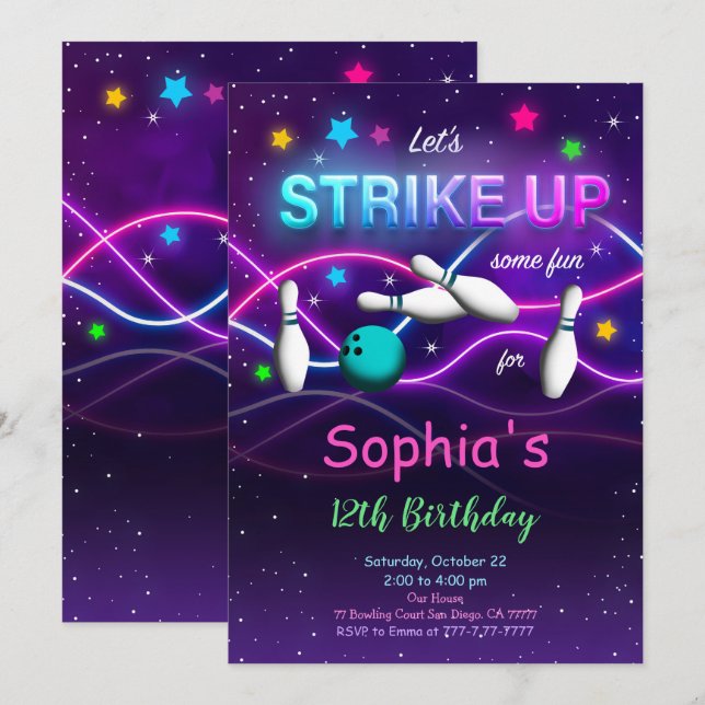 Invitación de bolos editable (Anverso / Reverso)