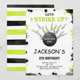 Invitación de bolos editable negra