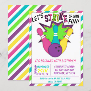 Invitación de bolos para la fiesta de cumpleaños d